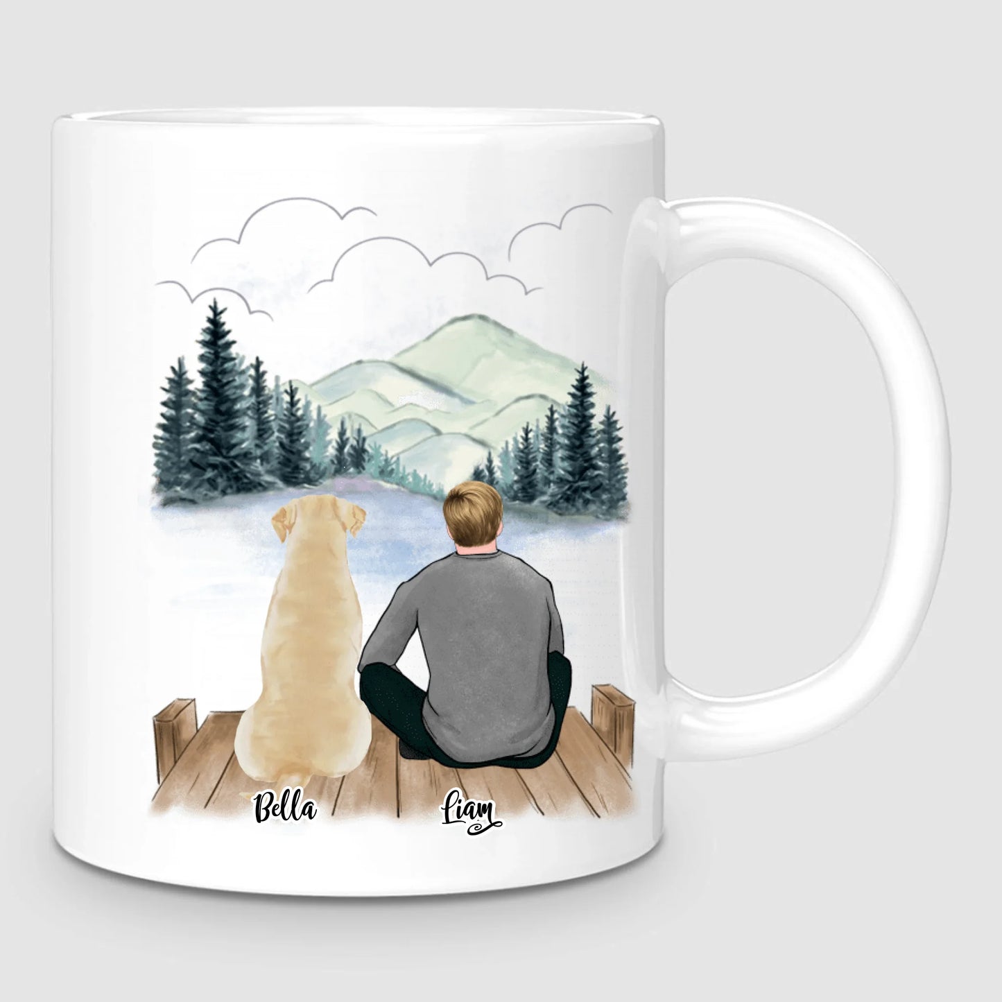 Man & Up to 3 Dogs | Personalized Mug