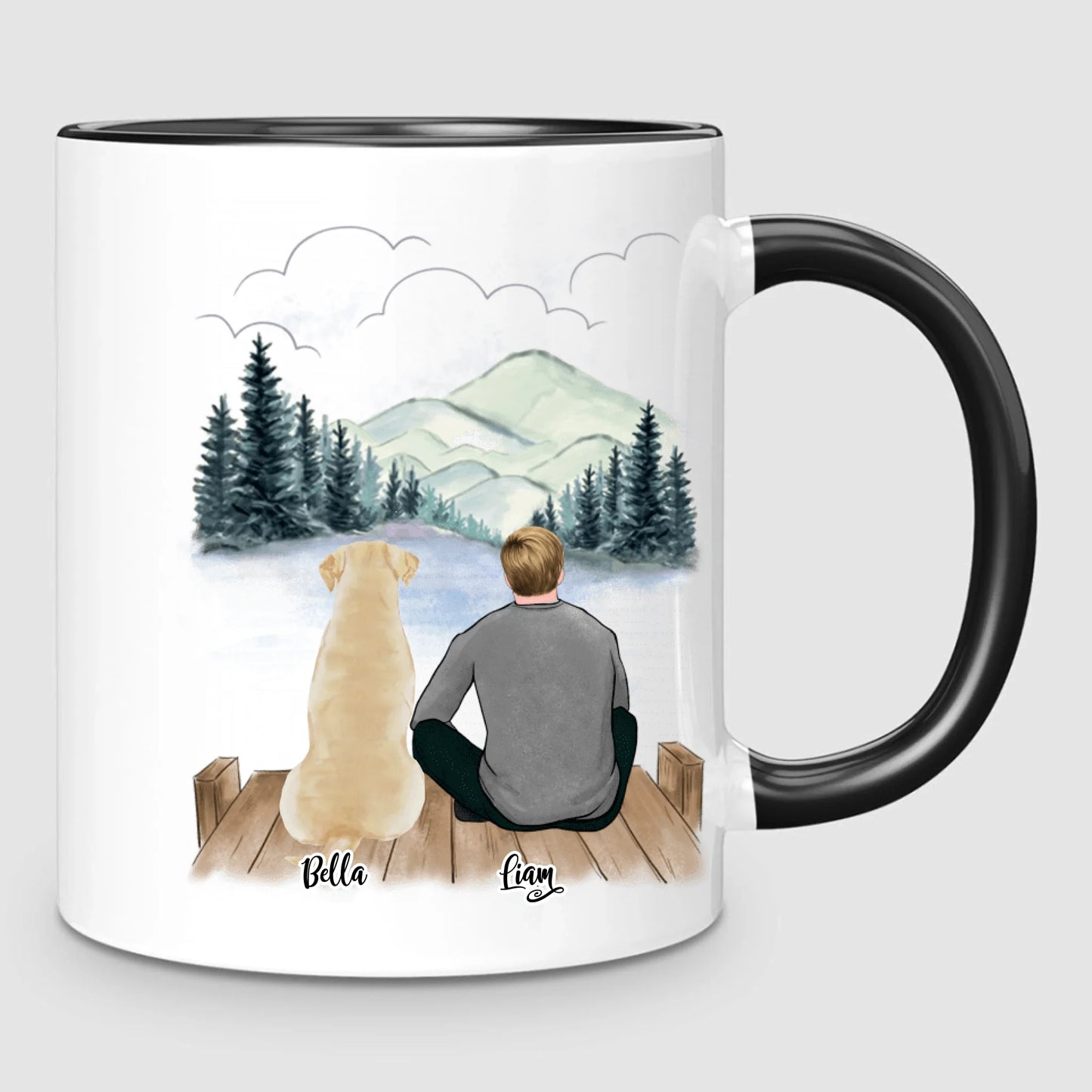 Man & Up to 3 Dogs | Personalized Mug
