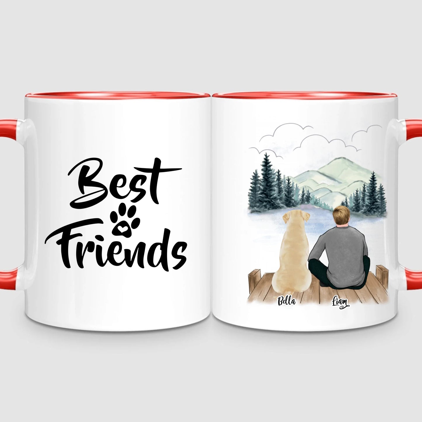 Man & Up to 3 Dogs | Personalized Mug