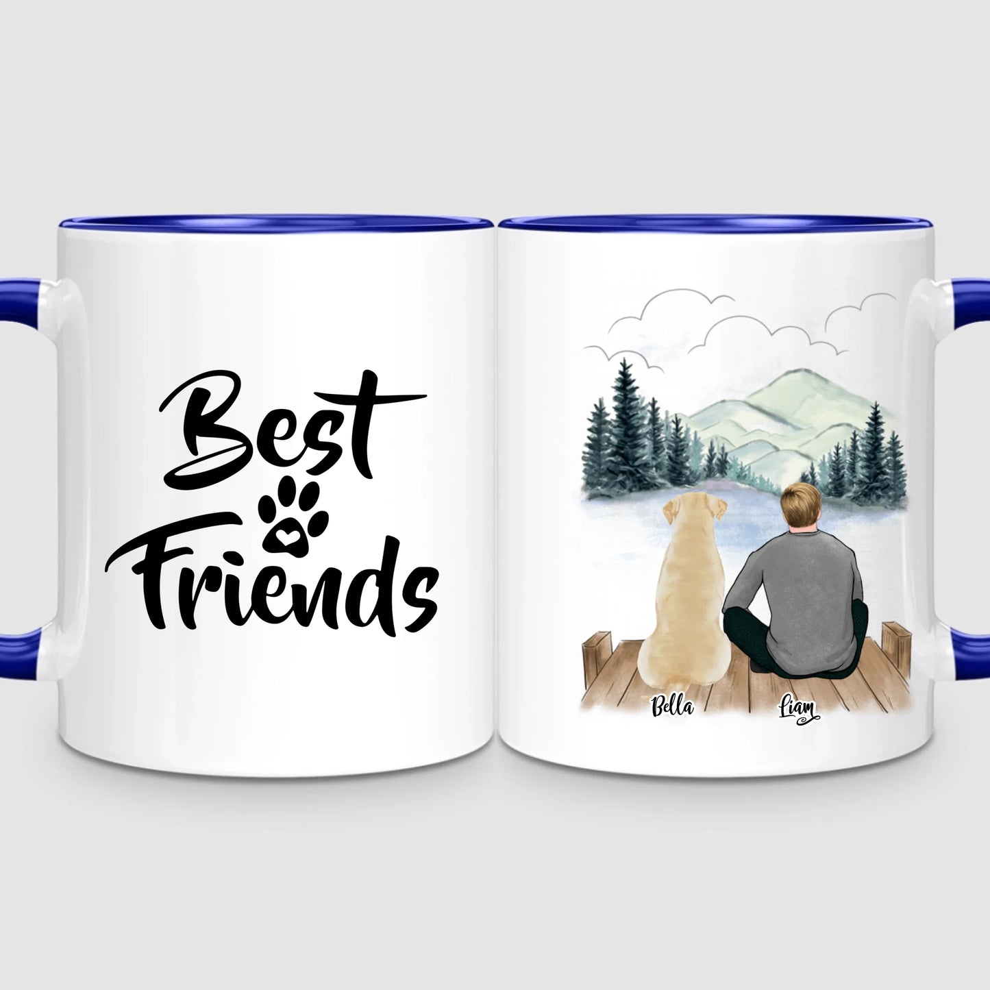 Man & Up to 3 Dogs | Personalized Mug