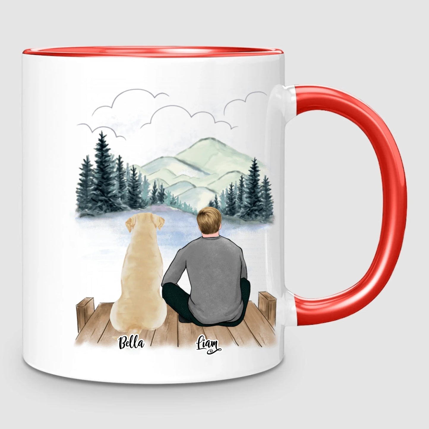 Man & Up to 3 Dogs | Personalized Mug