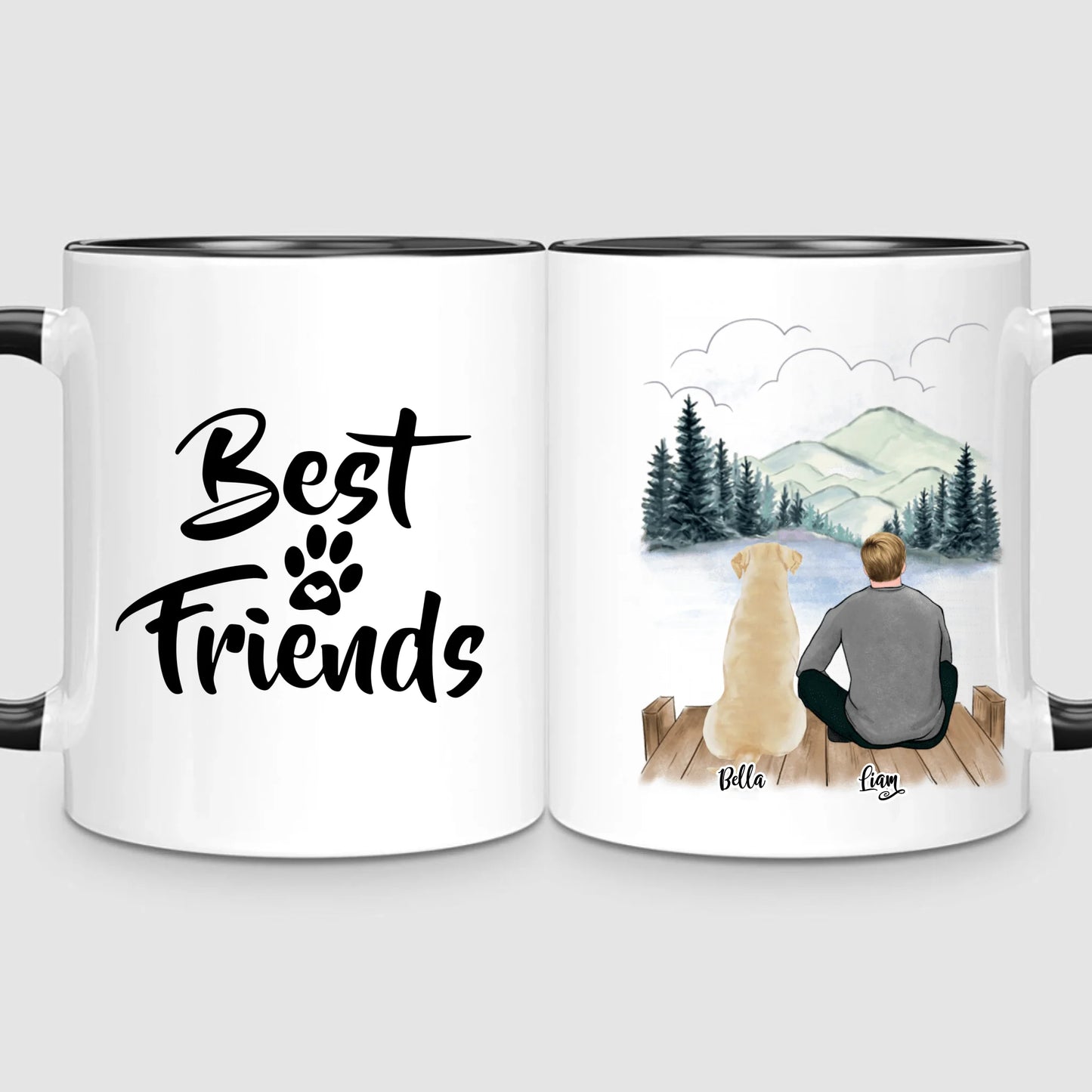 Man & Up to 3 Dogs | Personalized Mug