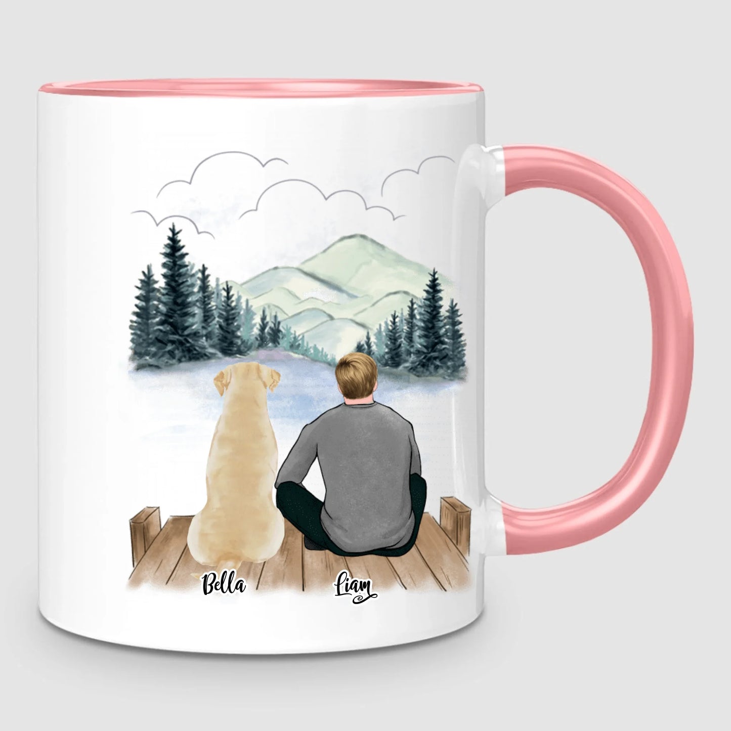 Man & Up to 3 Dogs | Personalized Mug