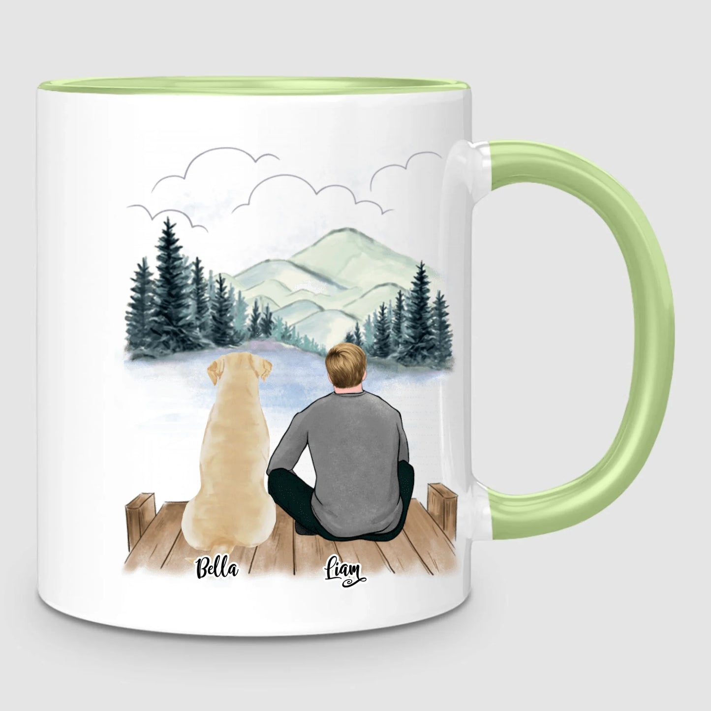 Man & Up to 3 Dogs | Personalized Mug