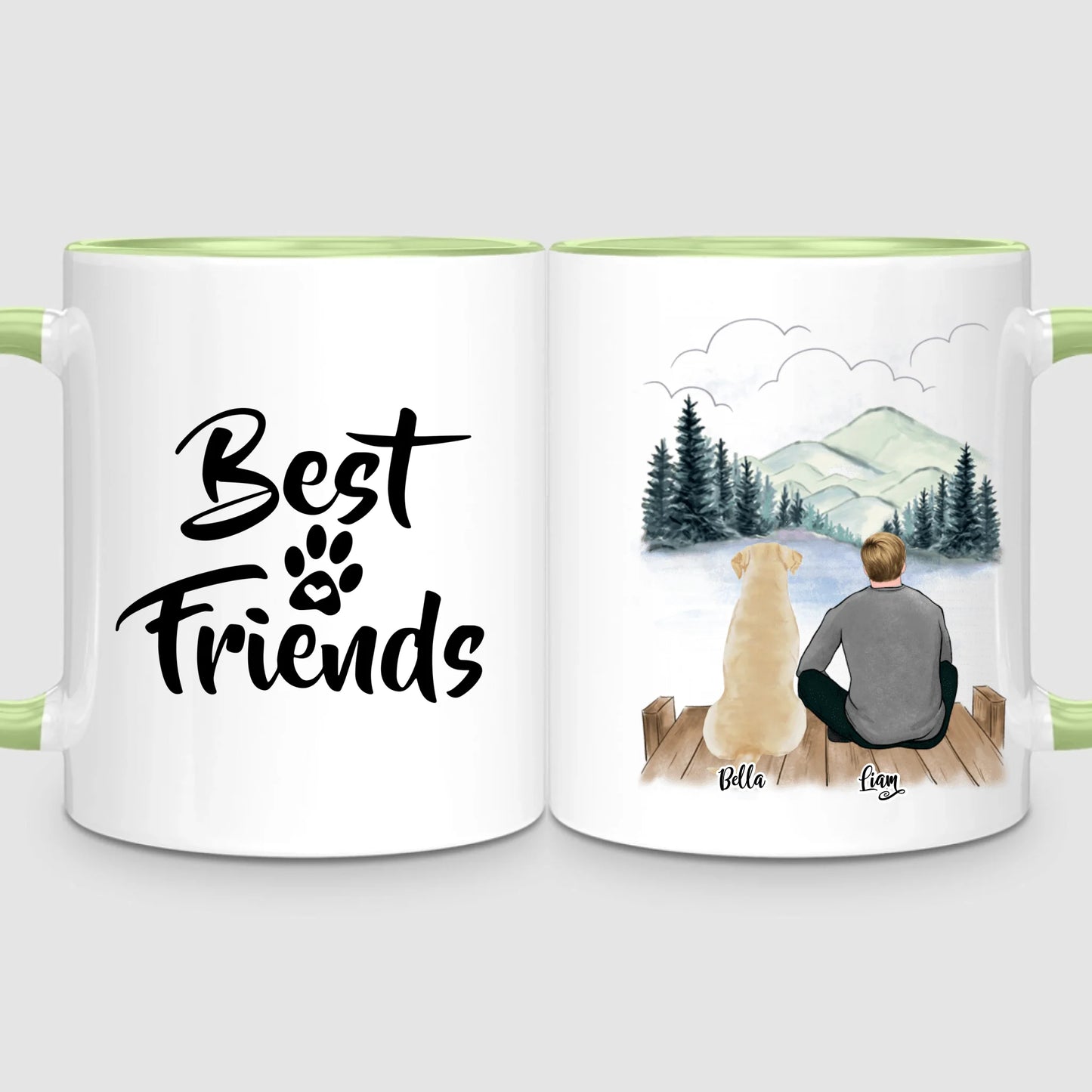 Man & Up to 3 Dogs | Personalized Mug