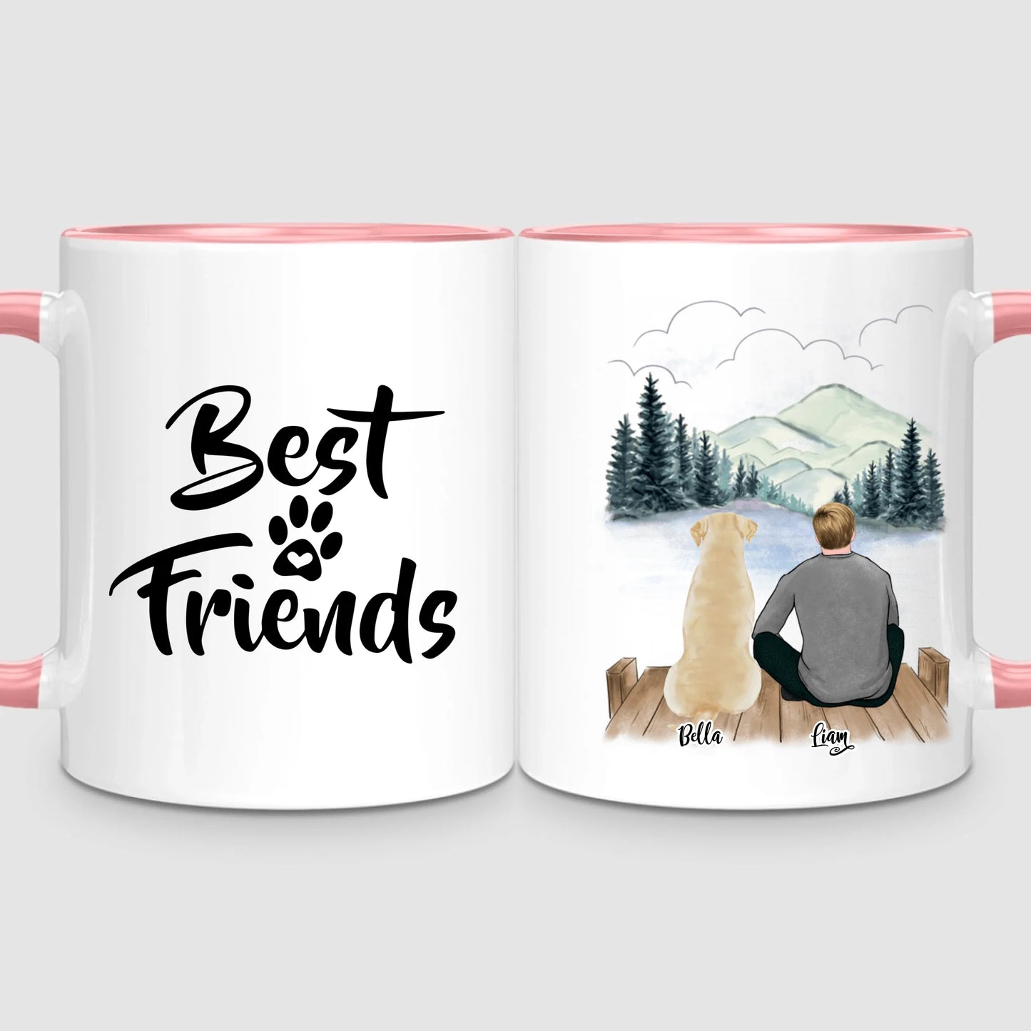 Man & Up to 3 Dogs | Personalized Mug