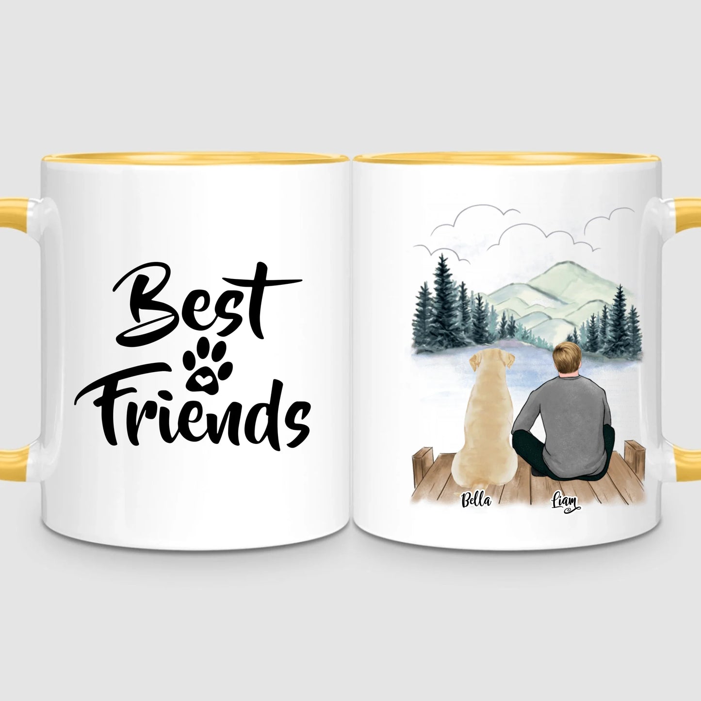 Man & Up to 3 Dogs | Personalized Mug