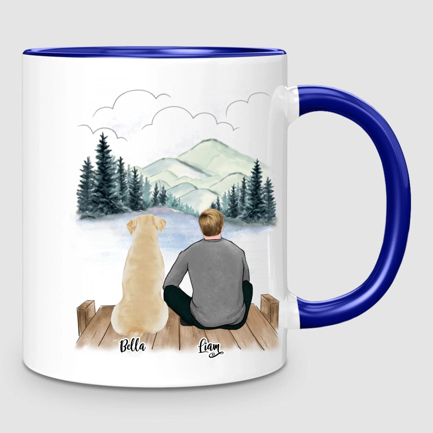 Man & Up to 3 Dogs | Personalized Mug