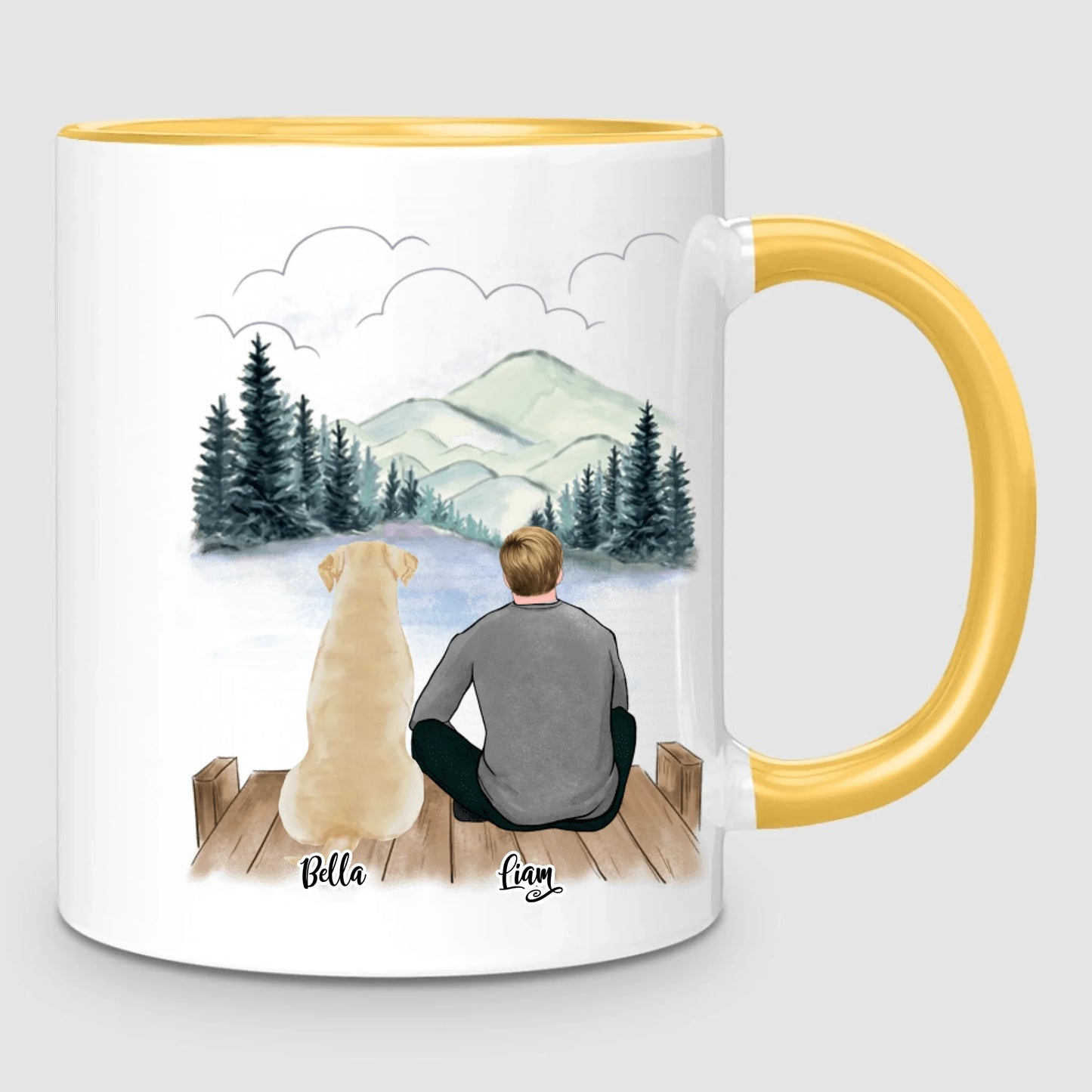 Man & Up to 3 Dogs | Personalized Mug