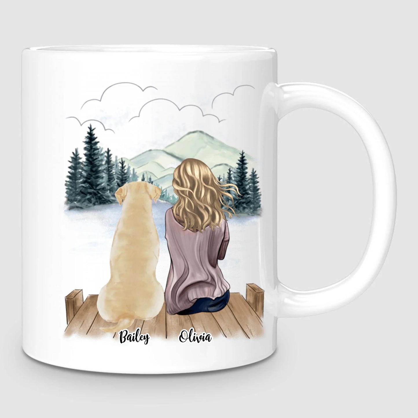 Girl & Up to 4 Dogs | Personalized Mug