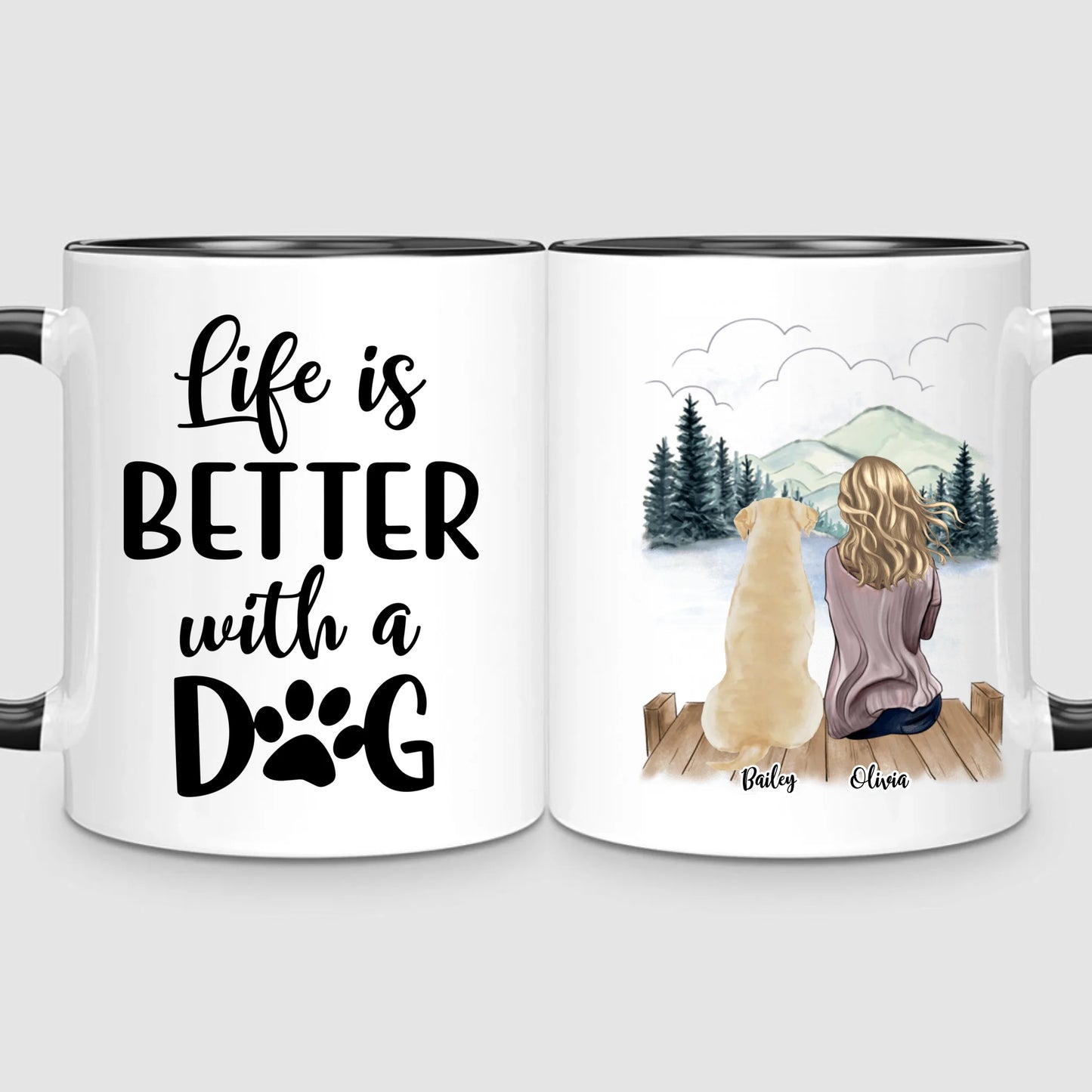 Girl & Up to 4 Dogs | Personalized Mug