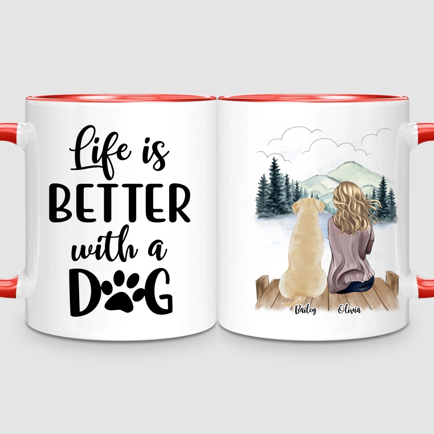 Girl & Up to 4 Dogs | Personalized Mug