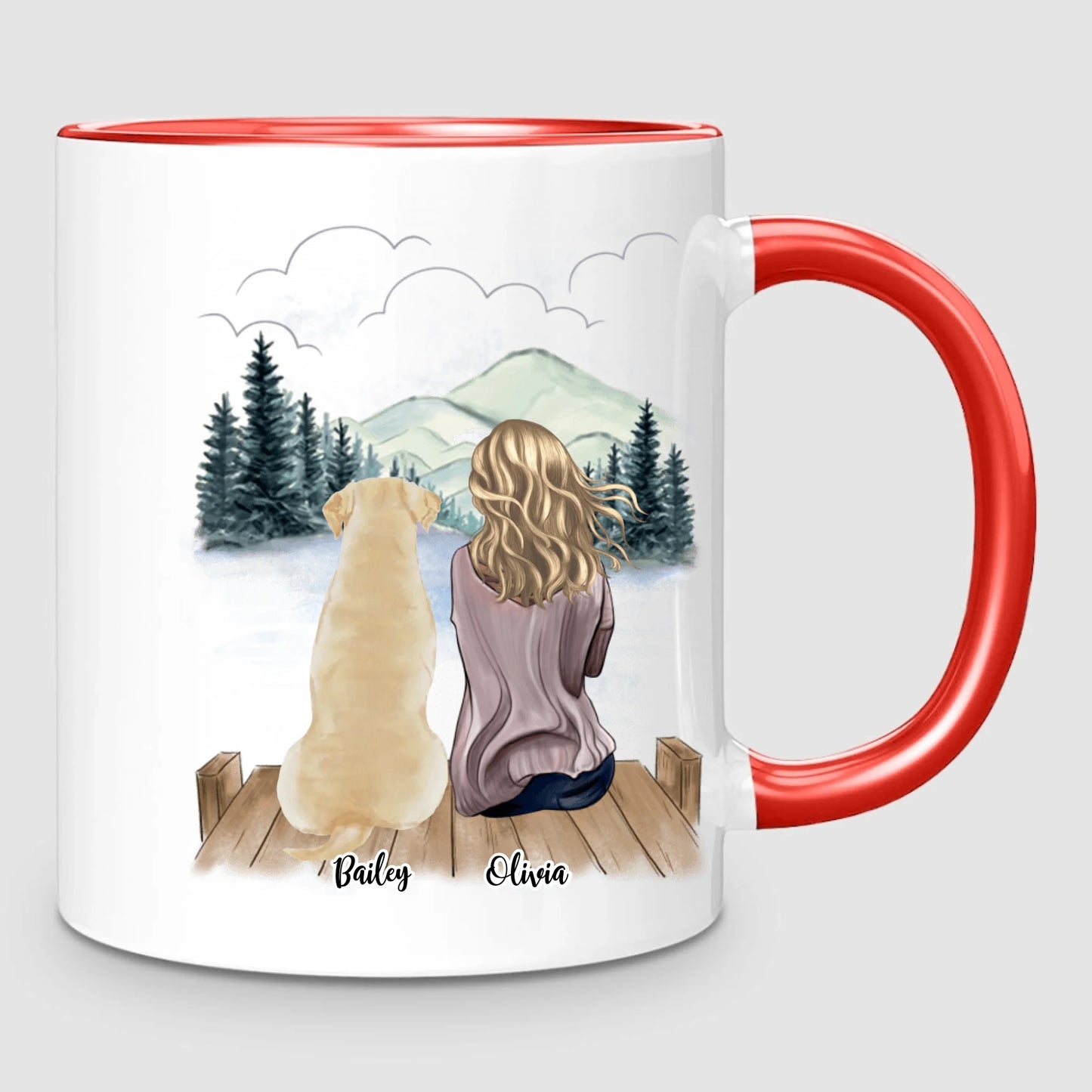 Girl & Up to 4 Dogs | Personalized Mug