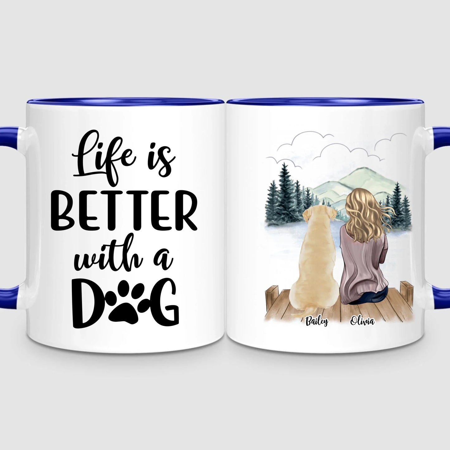 Girl & Up to 4 Dogs | Personalized Mug