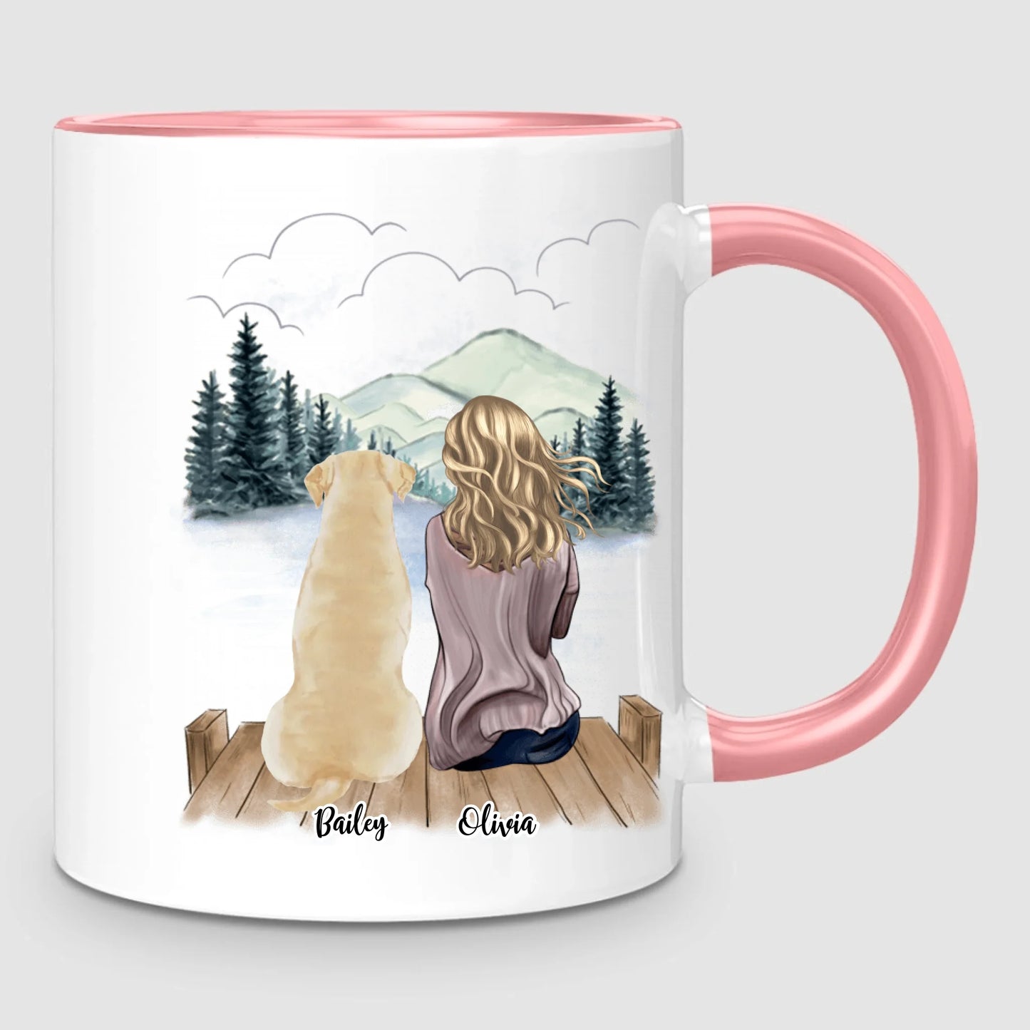 Girl & Up to 4 Dogs | Personalized Mug