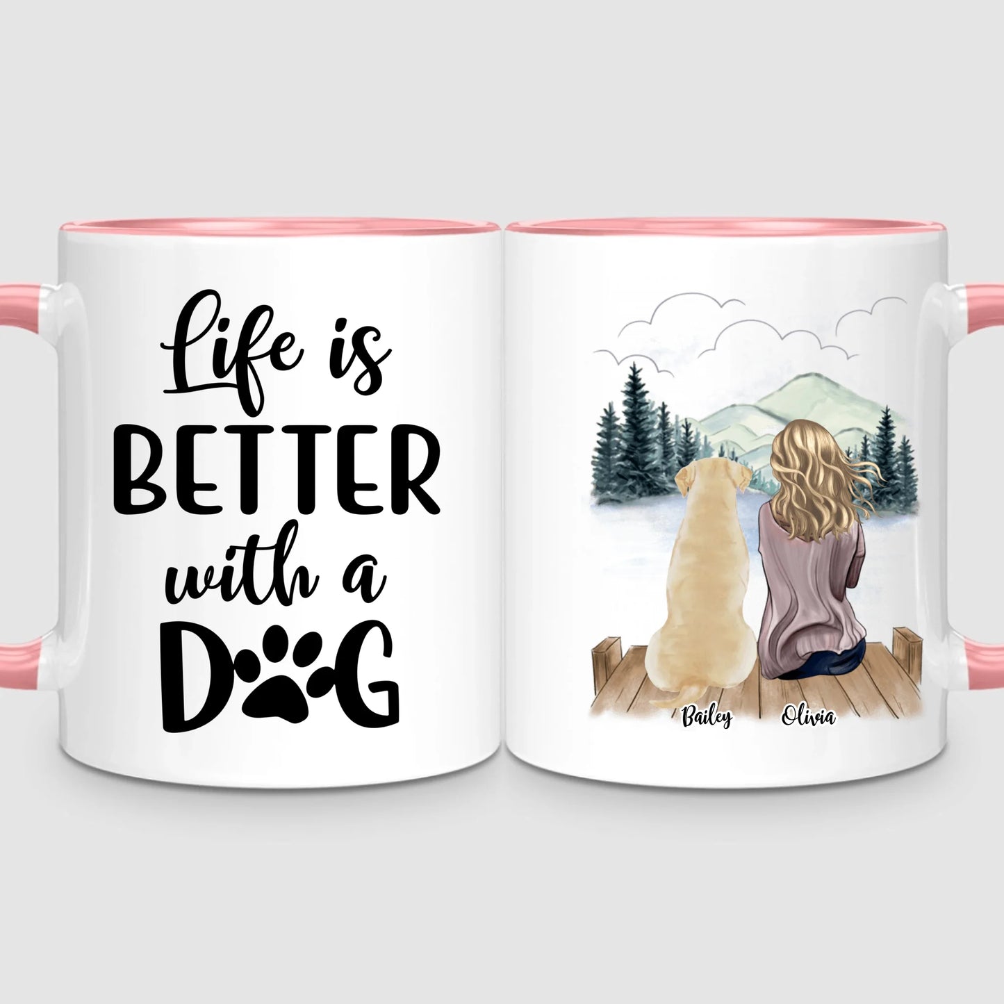 Girl & Up to 4 Dogs | Personalized Mug
