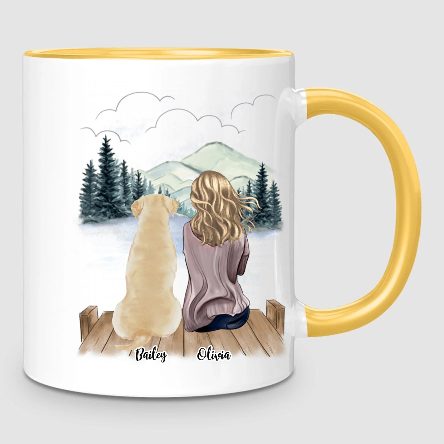Girl & Up to 4 Dogs | Personalized Mug