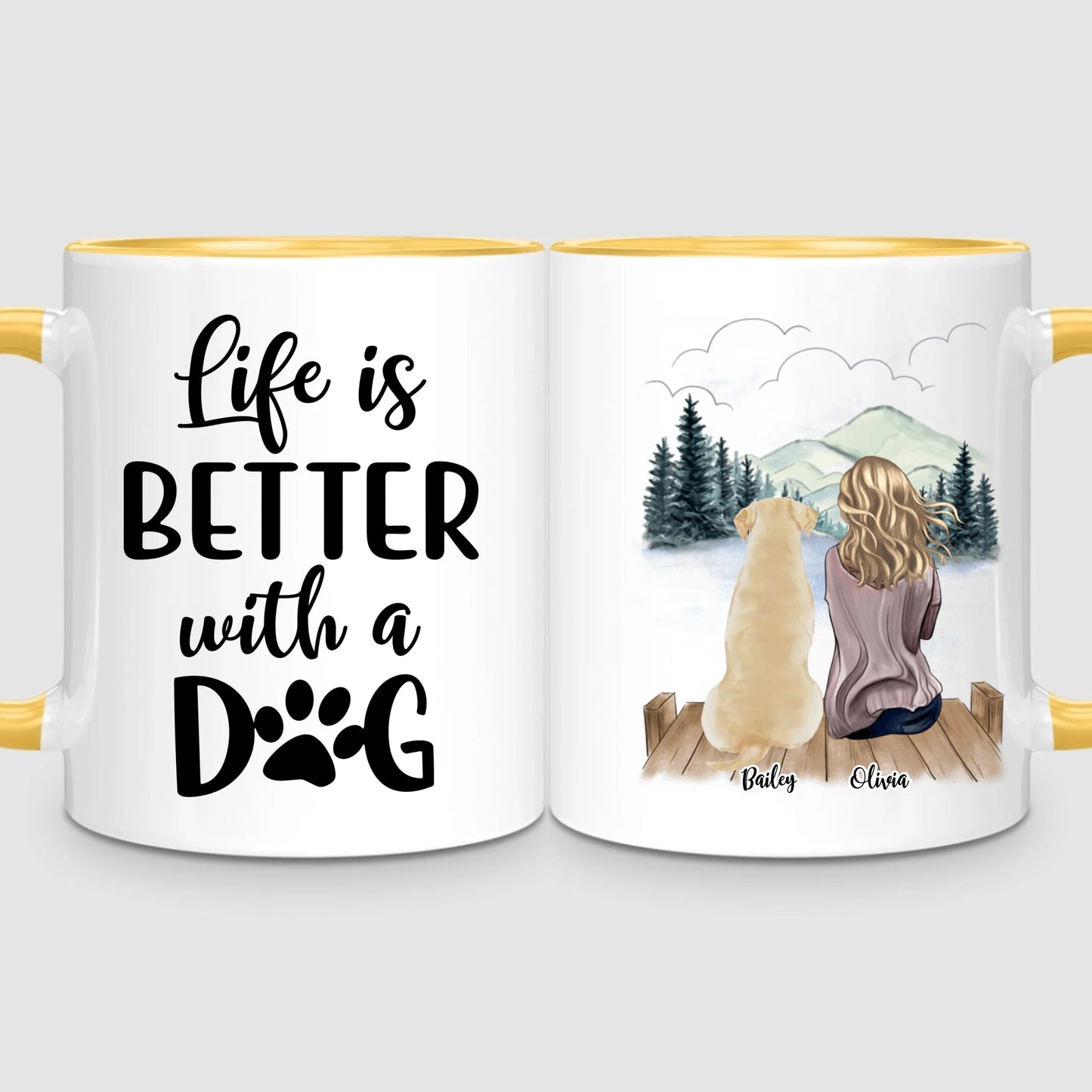 Girl & Up to 4 Dogs | Personalized Mug