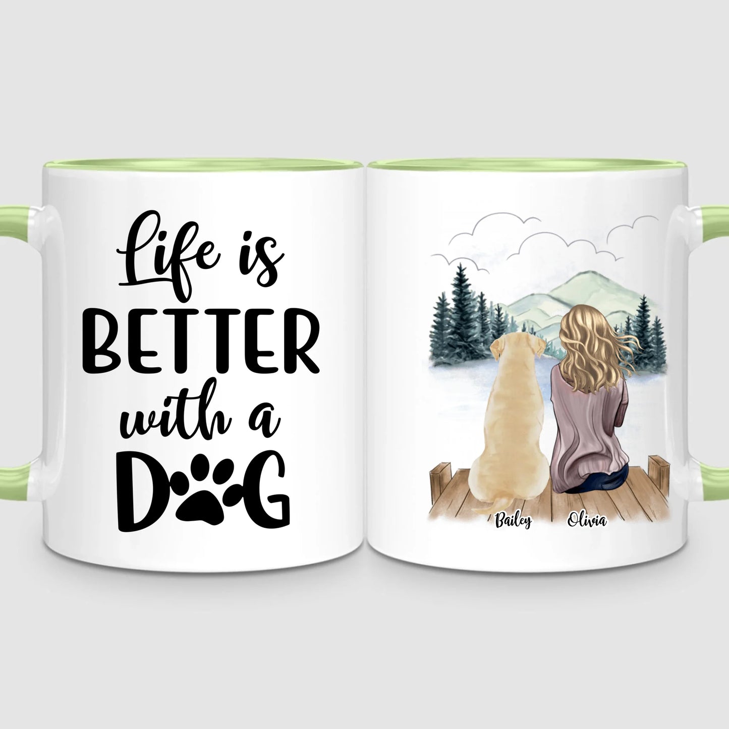 Girl & Up to 4 Dogs | Personalized Mug