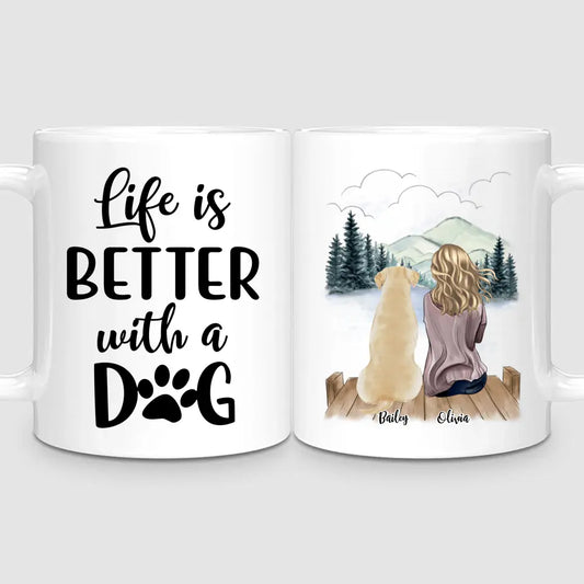 Girl & Up to 4 Dogs | Personalised Mug