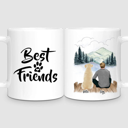 Man & Up to 3 Dogs | Personalized Mug