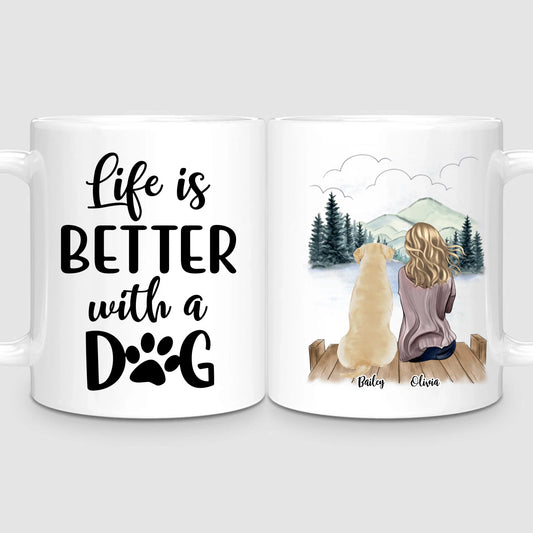 Girl & Up to 4 Dogs | Personalized Mug