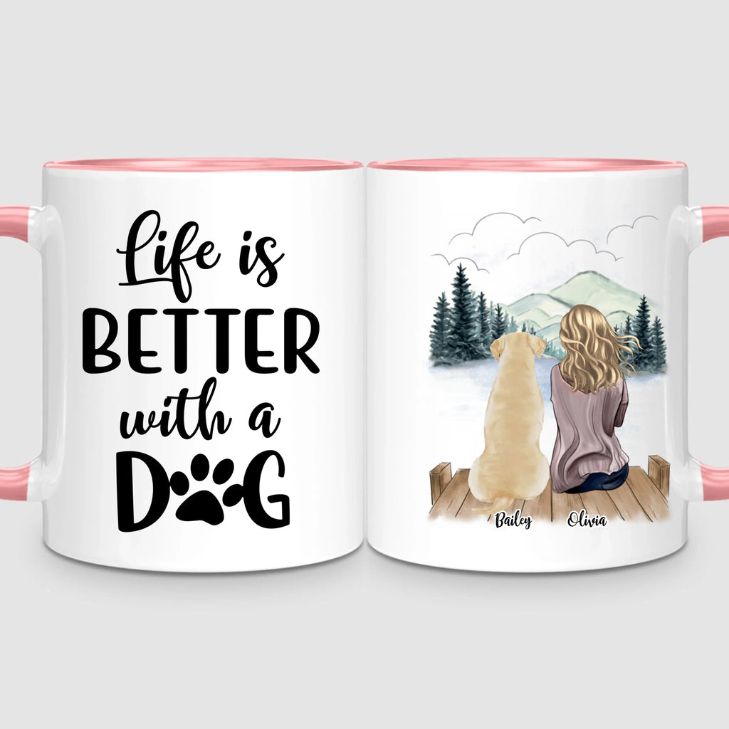 Girl & Up to 4 Dogs | Personalized Mug