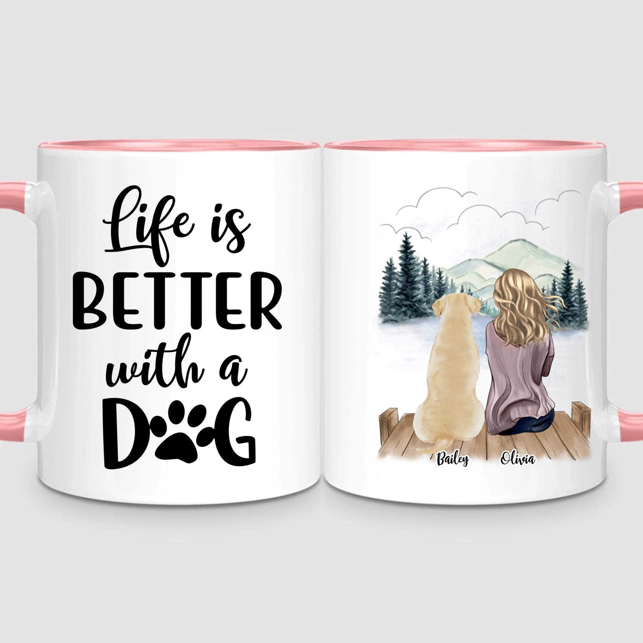 Girl & Up to 4 Dogs | Personalized Mug