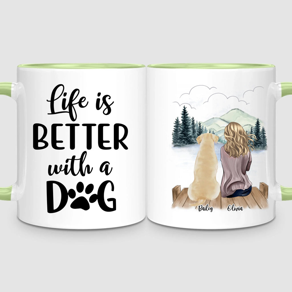 Girl & Up to 4 Dogs | Personalized Mug